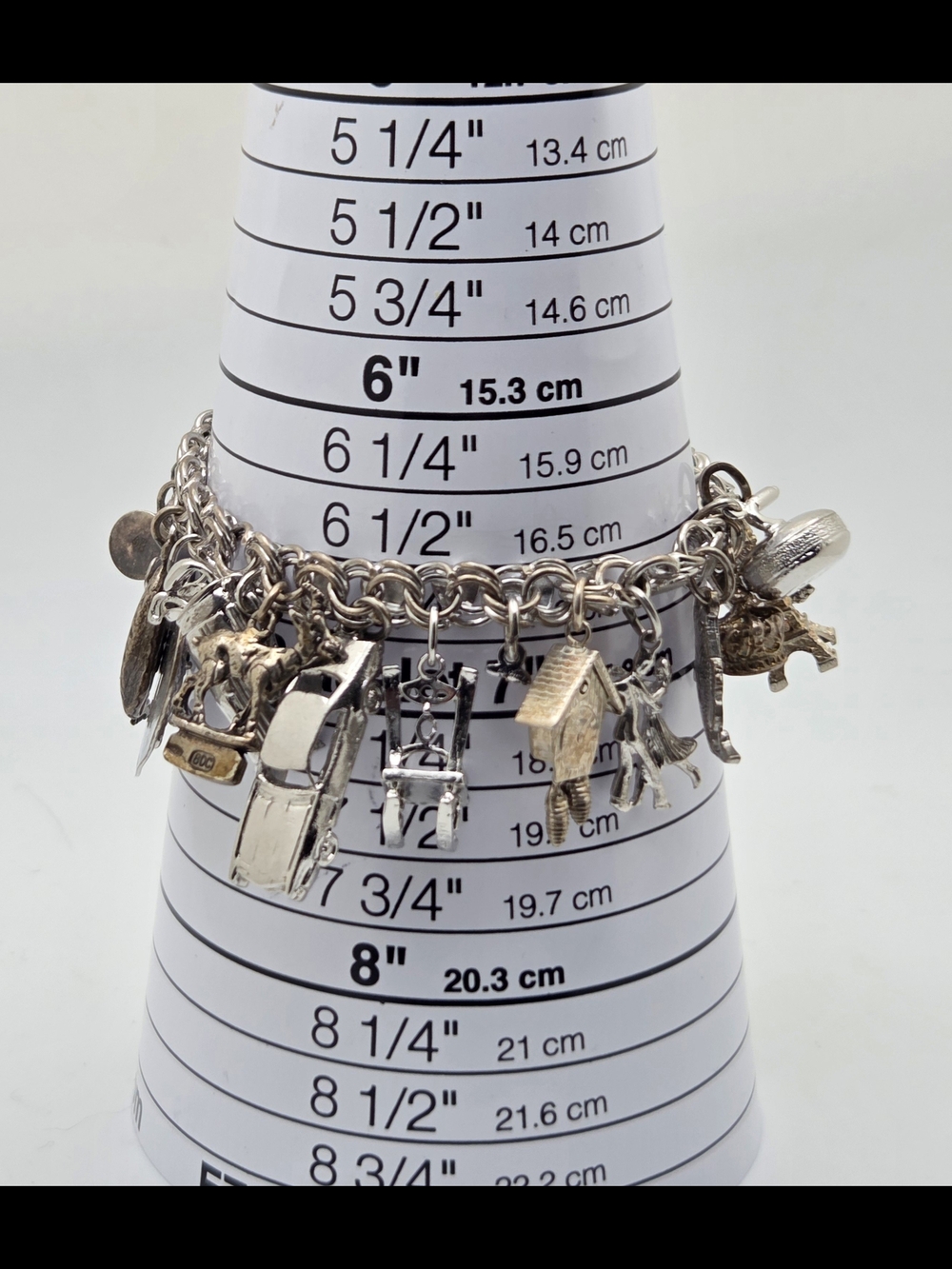 Heavy Vintage Jem Ster Sterling Charm Bracelet – 14 Sterling Charms 8"